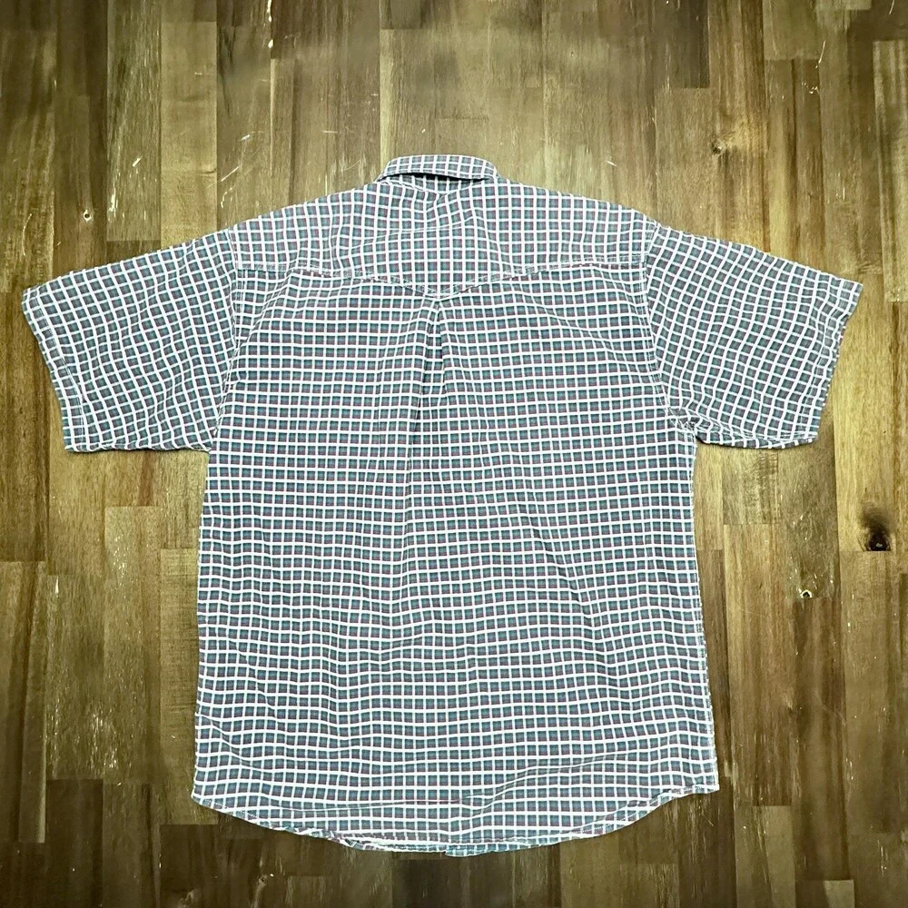 Vintage Resistol Rodeo Gear Shirt Mens Large Teal Red Plaid Western Cowboy 90s